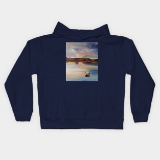 Calm waters oil painting by Tabitha Kremesec Kids Hoodie